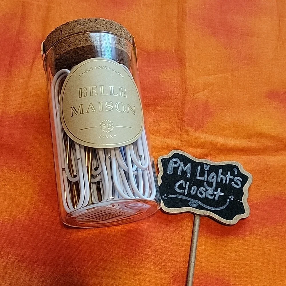 Belle Maison Set of 30 Jumbo Paper Clips in Glass Jar New